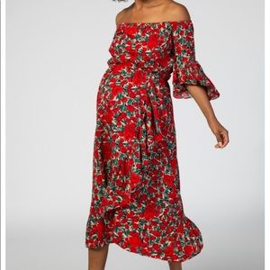 Pink Blush Maternity Off the Shoulder Dress